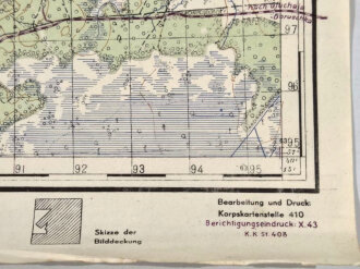 Truppenkarte Rußland 1:50000   datiert 1943. Maße 35 x 45cm