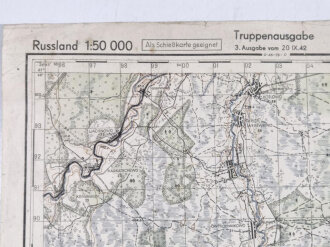 Truppenkarte Rußland 1:50000    datiert 1942. Maße 35 x 45cm