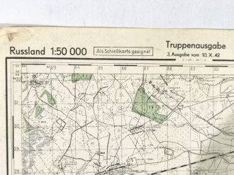 Truppenkarte Rußland 1:50000  datiert 1942, Maße 35 x 45cm