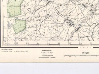 Truppenkarte Rußland 1:50000  datiert 1942, Maße 35 x 45cm