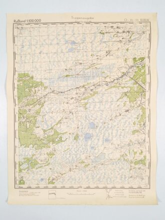 Truppenkarte Rußland 1:100.000 "Belebelka"   datiert 1943, Maße 35 x 45cm