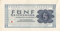 Verrechnungsschein für die deutsche Wehrmacht, 5 Reichsmark, datiert 1944