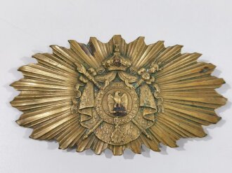 Frankreich 19. Jahrhundert, Emblem für Kartuschkasten, vor 1870, Messing, ca. 13 x 7 x 1 cm, guter Zustand