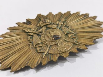 Frankreich 19. Jahrhundert, Emblem für Kartuschkasten, vor 1870, Messing, ca. 13 x 7 x 1 cm, guter Zustand