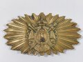 Frankreich 19. Jahrhundert, Emblem für Kartuschkasten, vor 1870, Messing, ca. 13 x 7 x 1 cm, guter Zustand