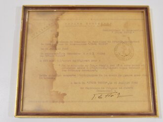 Frankreich WWII, Verleihungsurkunde des "Croix de...