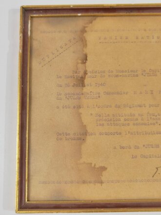 Frankreich WWII, Verleihungsurkunde des "Croix de...