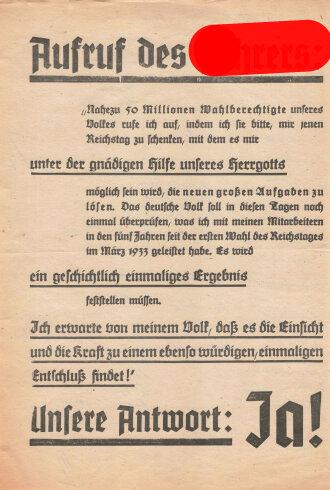 Flugblatt "Aufruf des Führers",...