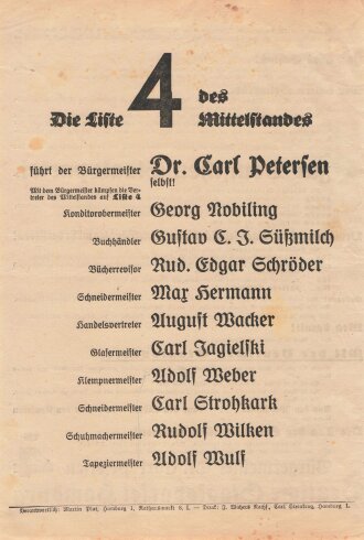Deutsche Staatspartei, Liste 4, Flugblatt "Die Liste...