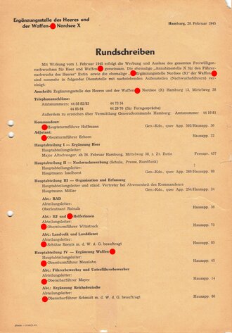 Februar 1945, SS, Rundschreiben bezüglich...