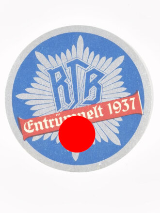 RLB Reichsuftschutzbund, Vignette "Entrümpelt 1937", Papier, 7,5 cm, sehr guter Zustand, nicht verklebt