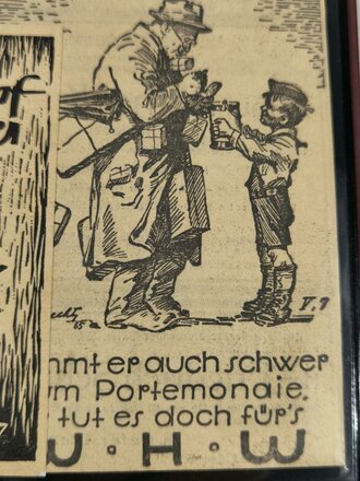 Winterhilfswerk des deutschen Volkes, Sammlung von Zeitungsausschnitten und Vignetten, diese meist nicht original, in hochwertigem Sammelordner