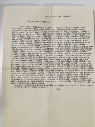 Josef Bürckel, Gauleiter Saarpfalz. Anschreiben bzgl Heldentod  von 1942 mit eigenhändiger Unterschrift