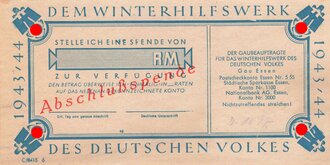 Winterhilfswerk Gau Essen, Blanko Quittung"Abschlußspende" 1943/44