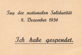 Spendenquittung zum Tag der nationalen Solidaritat 1934...