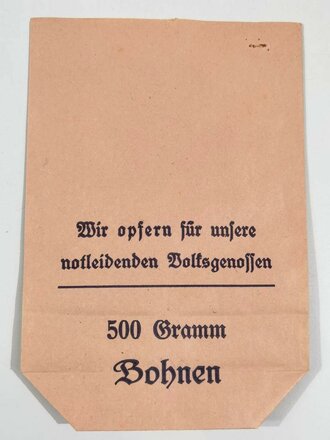 Winterhilfswerk Tüte für  "500 Gramm Bohnen Spende" 1938/39