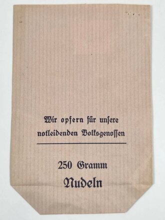 Winterhilfswerk Tüte für eine "250 Gramm Nudeln Spende" 1938/39