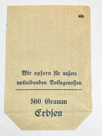 Winterhilfswerk Tüte für eine "500 Gramm Erbsen Spende" 1936/37