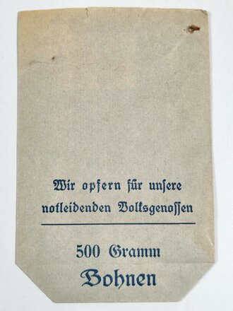 Winterhilfswerk Tüte für eine "500 Gramm Bohnen Spende" 1936/37