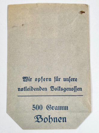 Winterhilfswerk Tüte für eine "500 Gramm Bohnen Spende" 1936/37