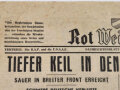 "Rot Weiss Rot - Tiefer Keil in den Deutschen Linien" Nachrichtenblatt für Österreich 2. Januar 1945, DIN A3 geknickt