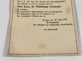 Urkundenpaar für einen Angehörigen der Legion Condor. Verleihungsurkunde zum Spanienkreuz in Silber mit Schwertern sowie grossformatige Verleihungsurkunde zum " Cruz Roja del Merito Militar" Beides in gutem  Zustand, dazu eine "Übersetzung"